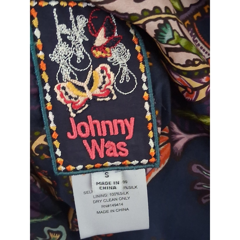 Johnny Was Reversible Silk Duster Cardigan Burnout Velvet Floral Paisley Small - Picture 3 of 9